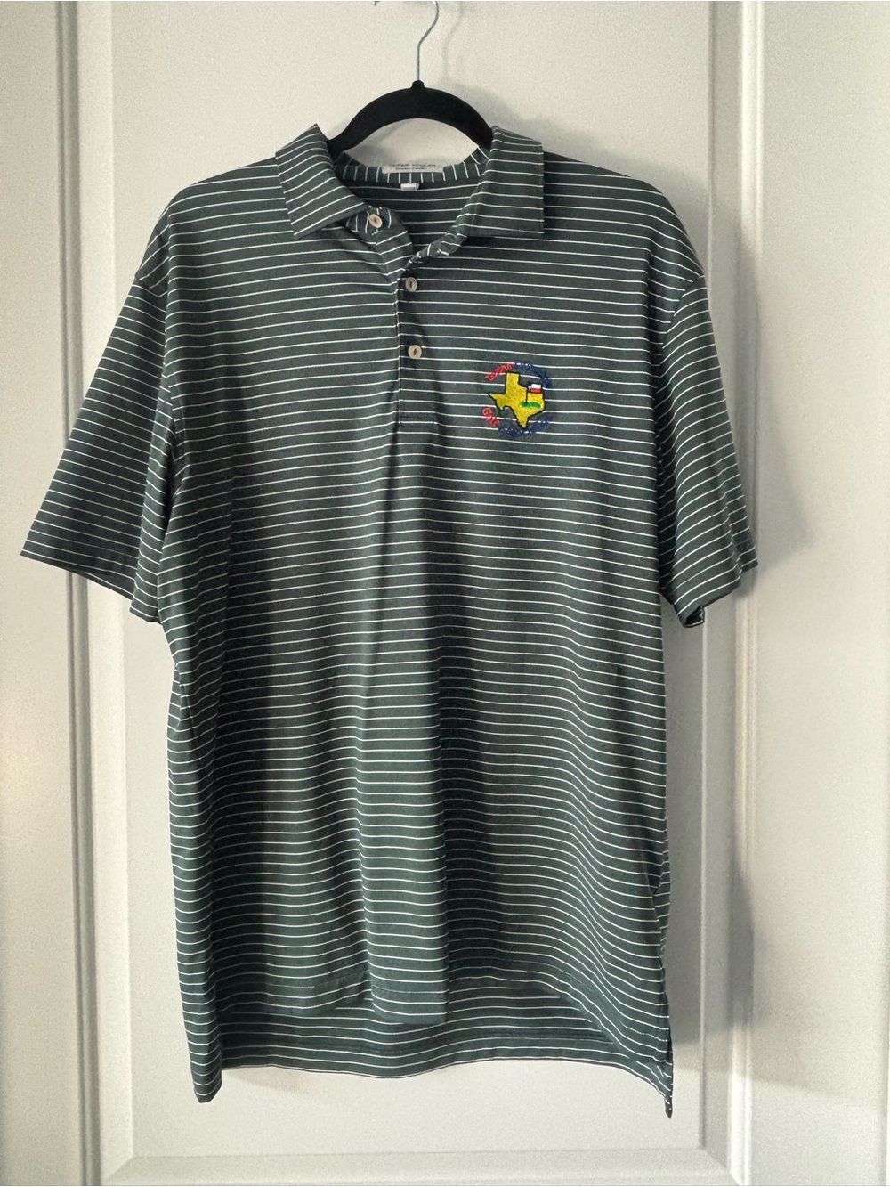 Men's Peter Millar Summer Comfort Green Striped Polo Shirt w Embroidered Logo
